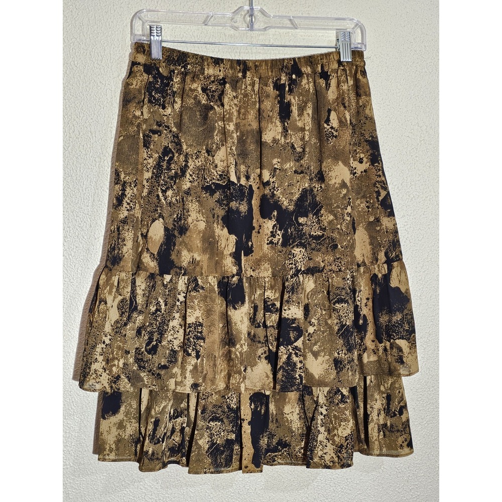 Linea‎ By Louis Dell'olio Sm Earthtone Teired Midi Skirt Flowy Boho Fairy Grunge